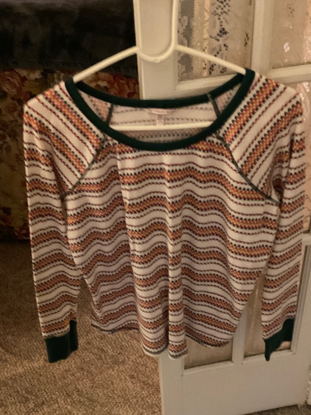 Vintage Victoria's Secret Striped 3pc PJ Set in Cream, Orange & Brown Size-L